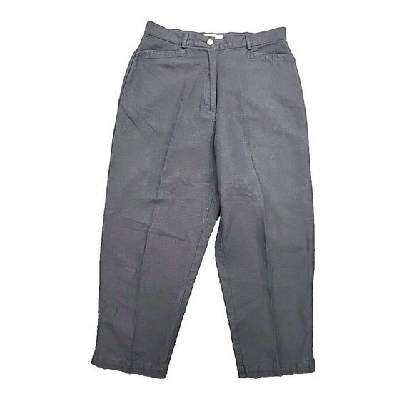 Talbots Pants Cropped Black Irish Linen & Cotton High Rise Casual Women's 10P - Picture 1 of 7